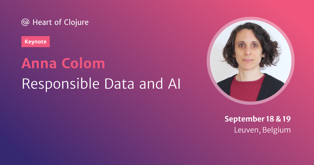 https://dynogee.com/gen?id=xqxdvgzswovkl2c&speaker=Anna+Colom&title=Responsible+Data+and+AI&type=Keynote&img=https%3A//2024.heartofclojure.eu/img/speakers/anna-colom.png