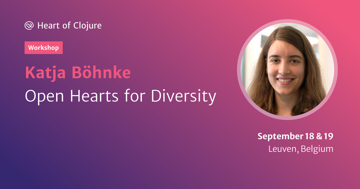 https://dynogee.com/gen?id=xqxdvgzswovkl2c&speaker=Katja%20B%C3%B6hnke&title=Open%20Hearts%20for%20Diversity&type=Workshop&img=http://cfp.heartofclojure.eu/media/avatars/Foto2018_Ornr9jv.jpg